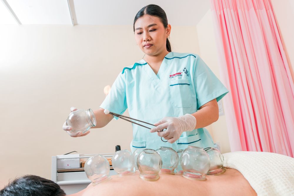 Cupping works by creating a vacuum effect on the skin